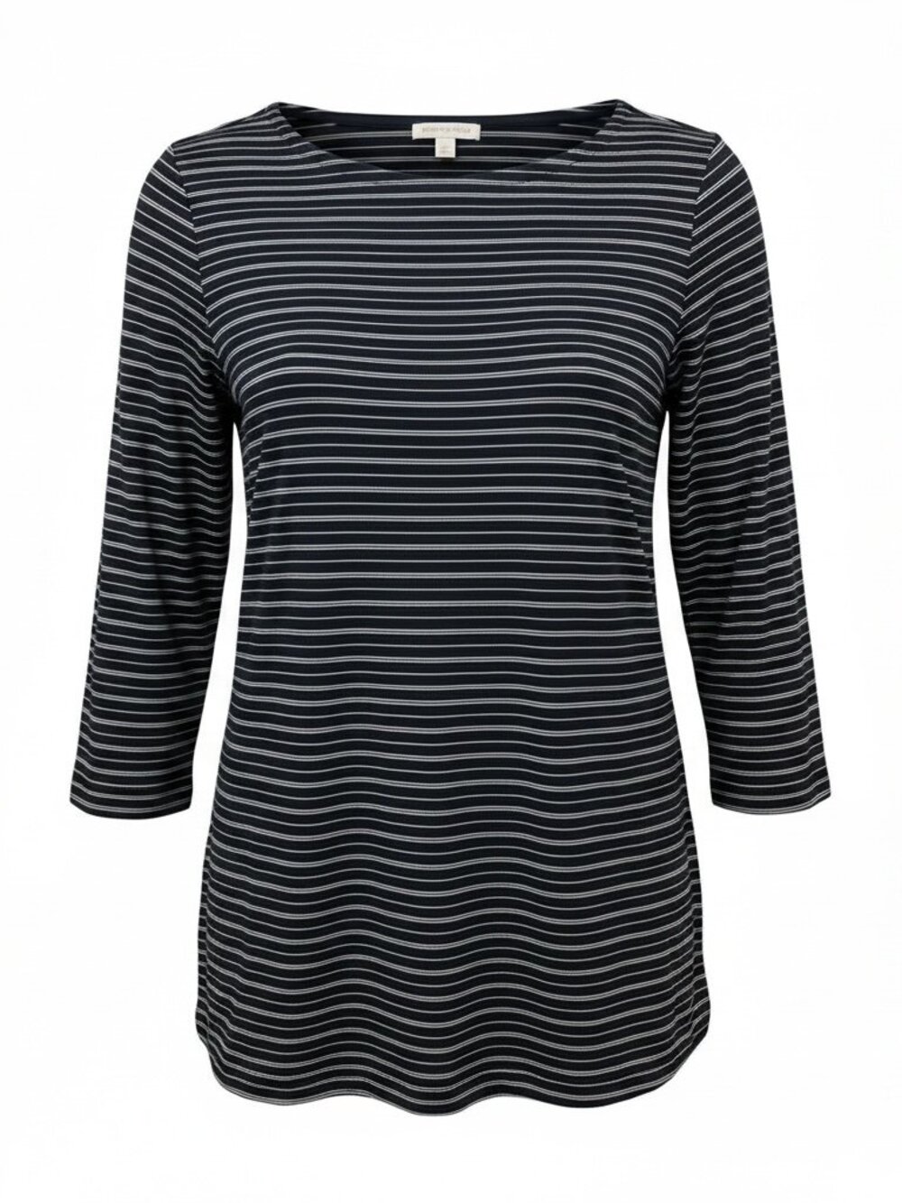 NWOT Charter Club, Women's 3/4-Sleeve Black and White Striped Top, Size Large